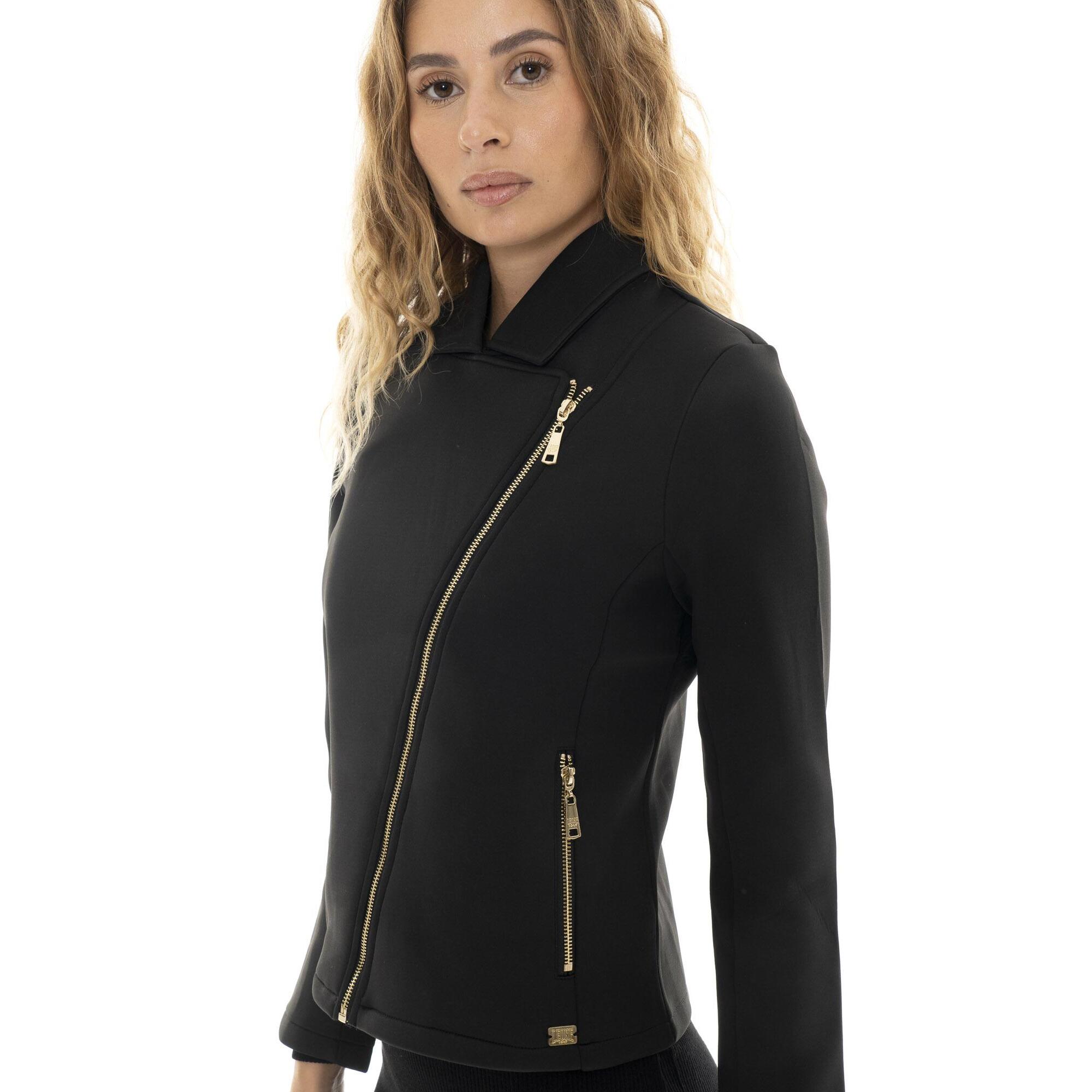 Chaqueta de neopreno con cremallera asimétrica 'Authentic Gold' para mujer