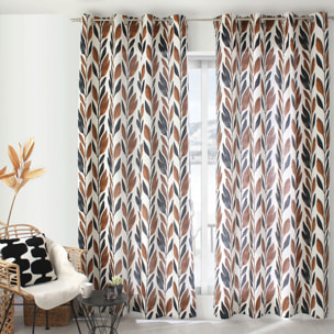 Rideau motif végétal tamisant en coton recyclé - Blanc