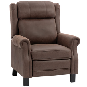 Sillón Relax Reclinable Manual, Sillón Relax de Cuero Sintético con Apertura Push, Reposapiés, Respaldo Alto, Acolchado Grueso, Butaca Reclinable hasta 135Âº para Salón, Dormitorio, Marrón