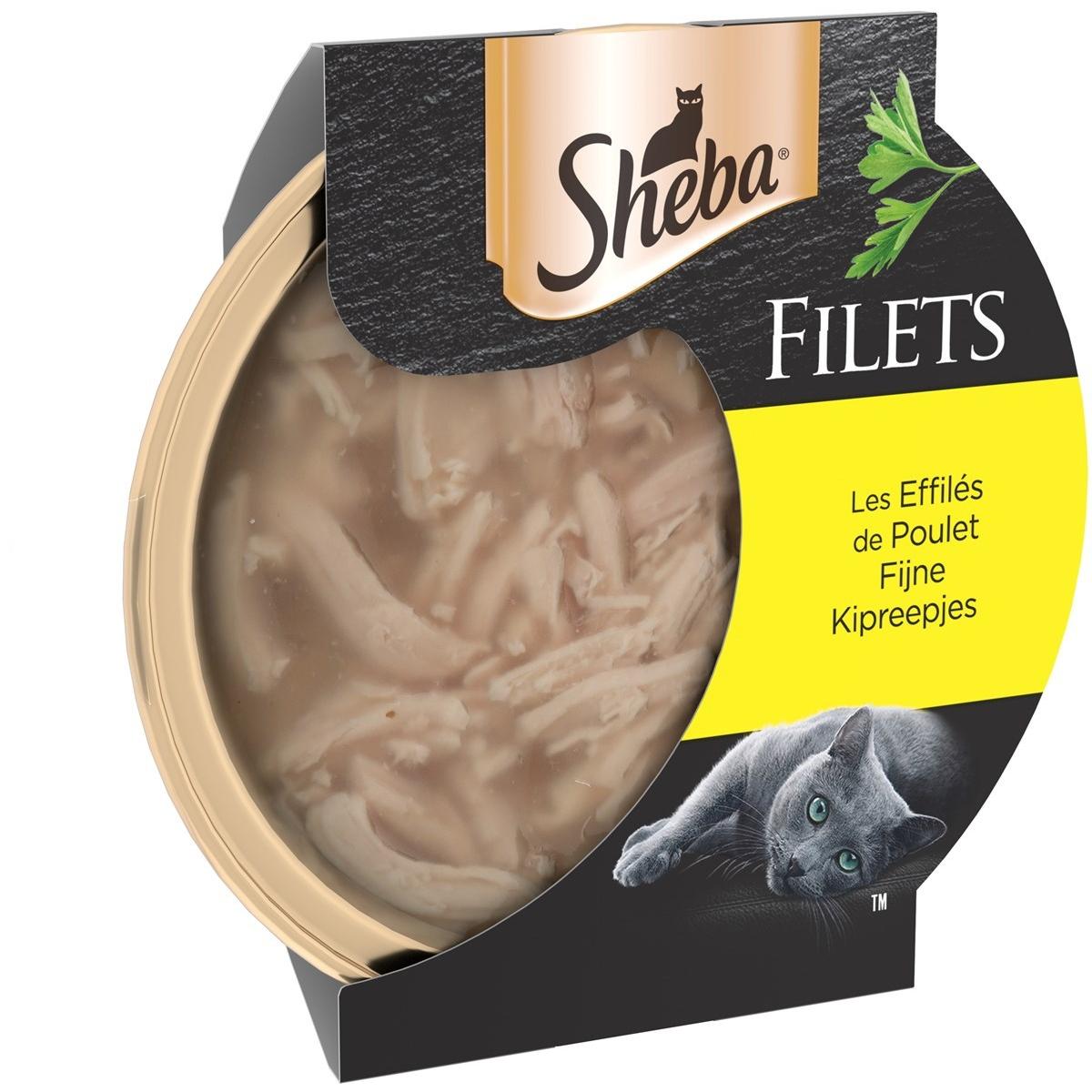 SHEBA 36 Filets Les Effilés chat adulte Poulet+Poulet Thon+Poulet Crevettes 60g