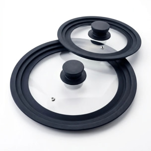 Lot de 2 couvercles de cuisson Fackelmann en verre et silicone, adaptables de 16 à 20 cm et de 24 à 28 cm