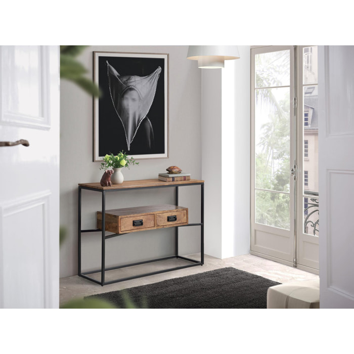 Consola de Madera de Mango 110 Cm Estilo Industrial