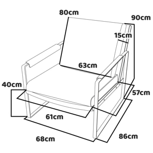 BRADFORD - Poltrona design retrò in leatherette cuoio