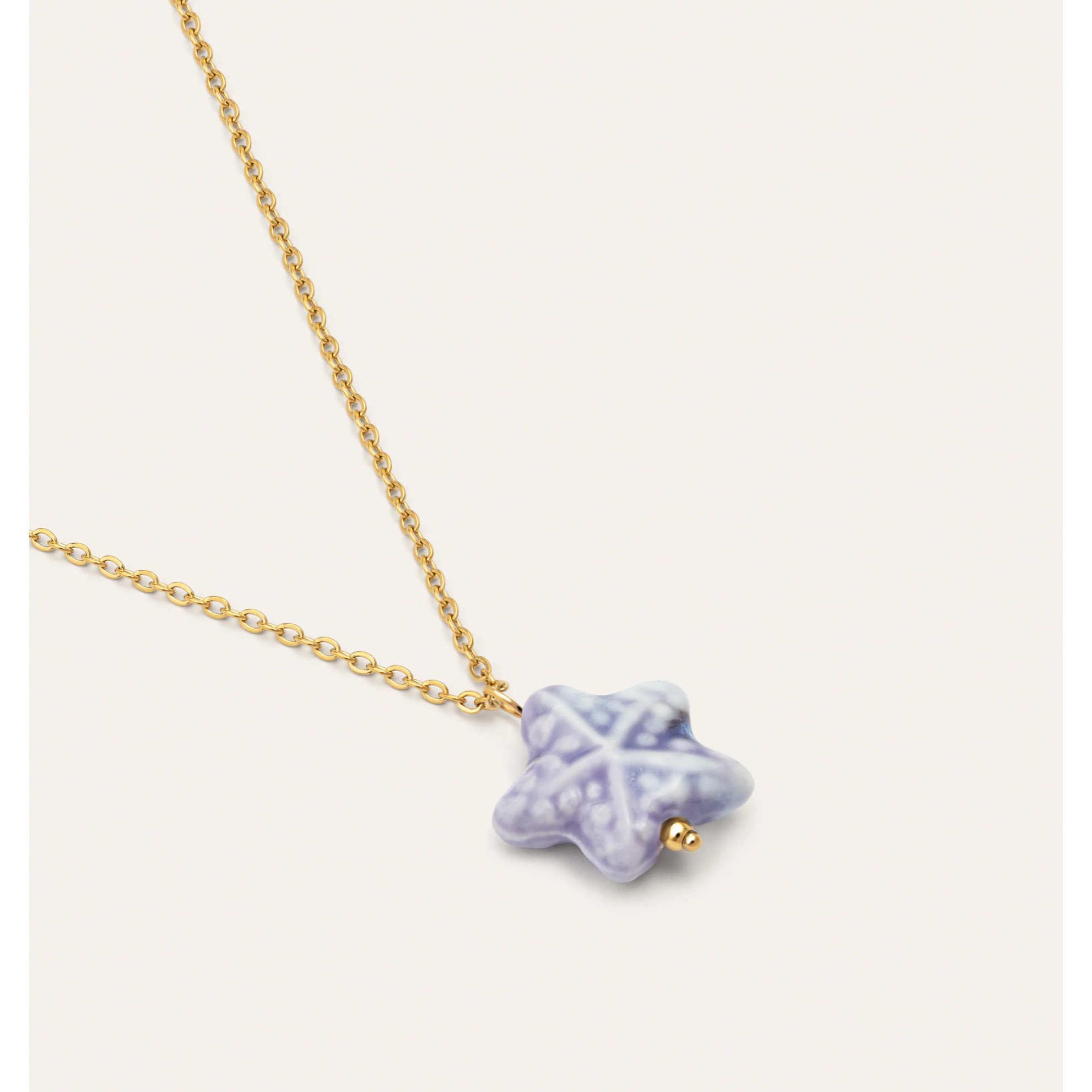 Collar Starfish Blue Acero Baño Oro