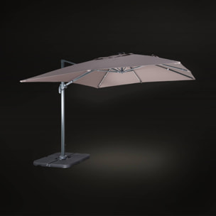 Parasol déporté solaire LED 3x3m Luce taupe avec lumière intégrée + housse