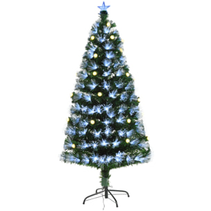 HOMCOM 150cm Albero di natale artificiale rami 180 luce a LED fibre ottiche