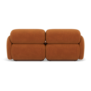Penelope - canapé droit modulable 2 places en velours texturé - Terracotta