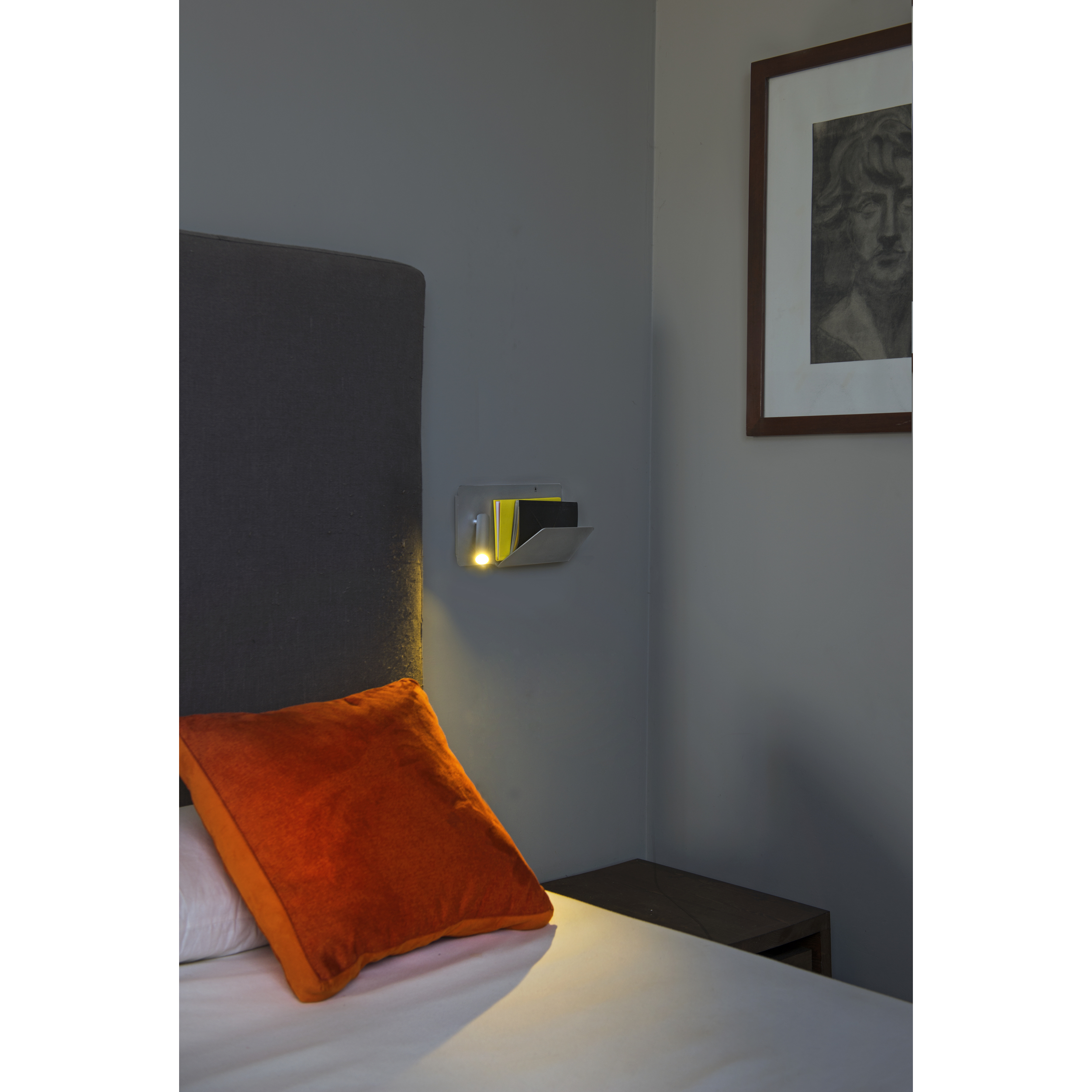 SUAU USB Lampe applique gris avec lecteur gauche