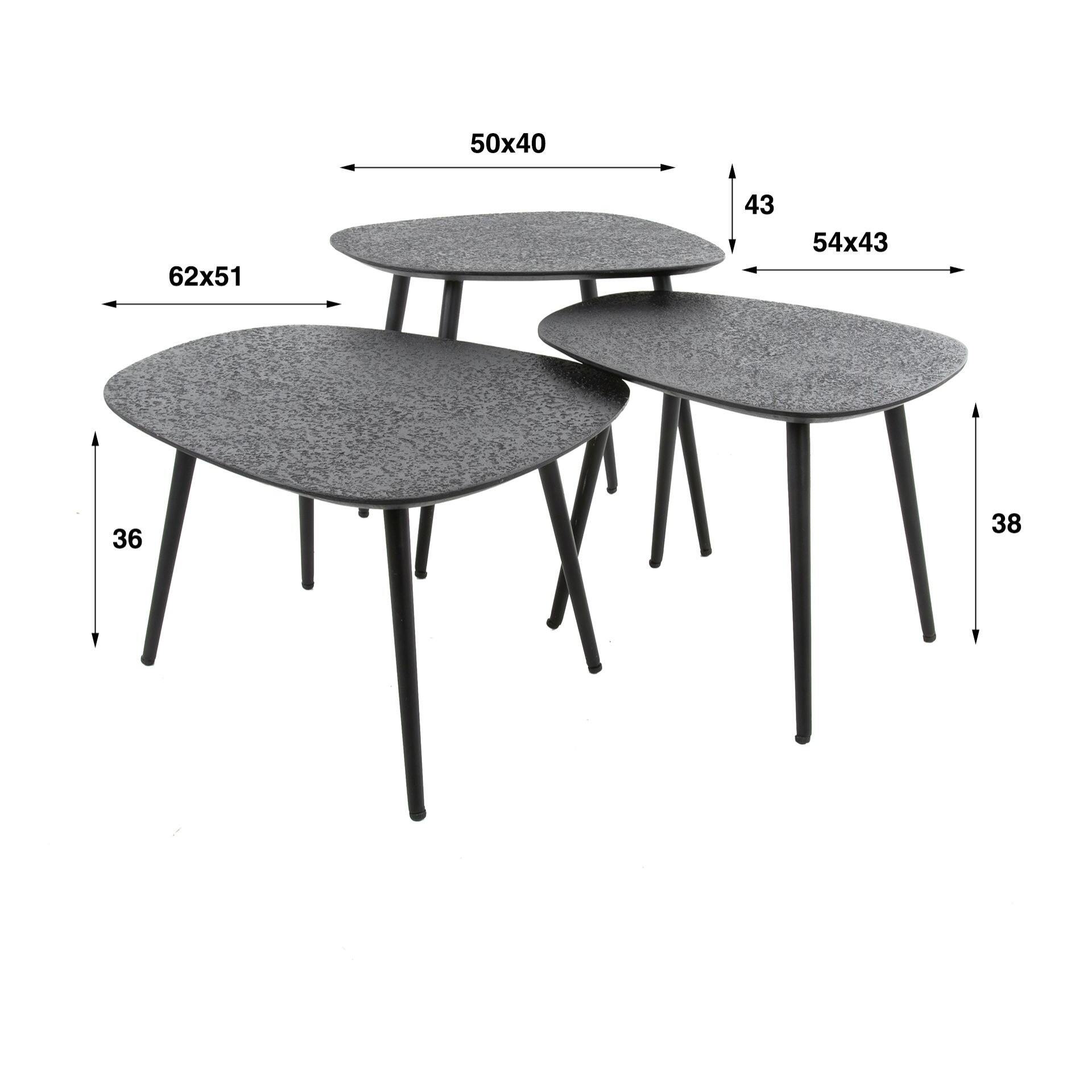 Table basse design organique finition anthracite (3 pièces) RALF