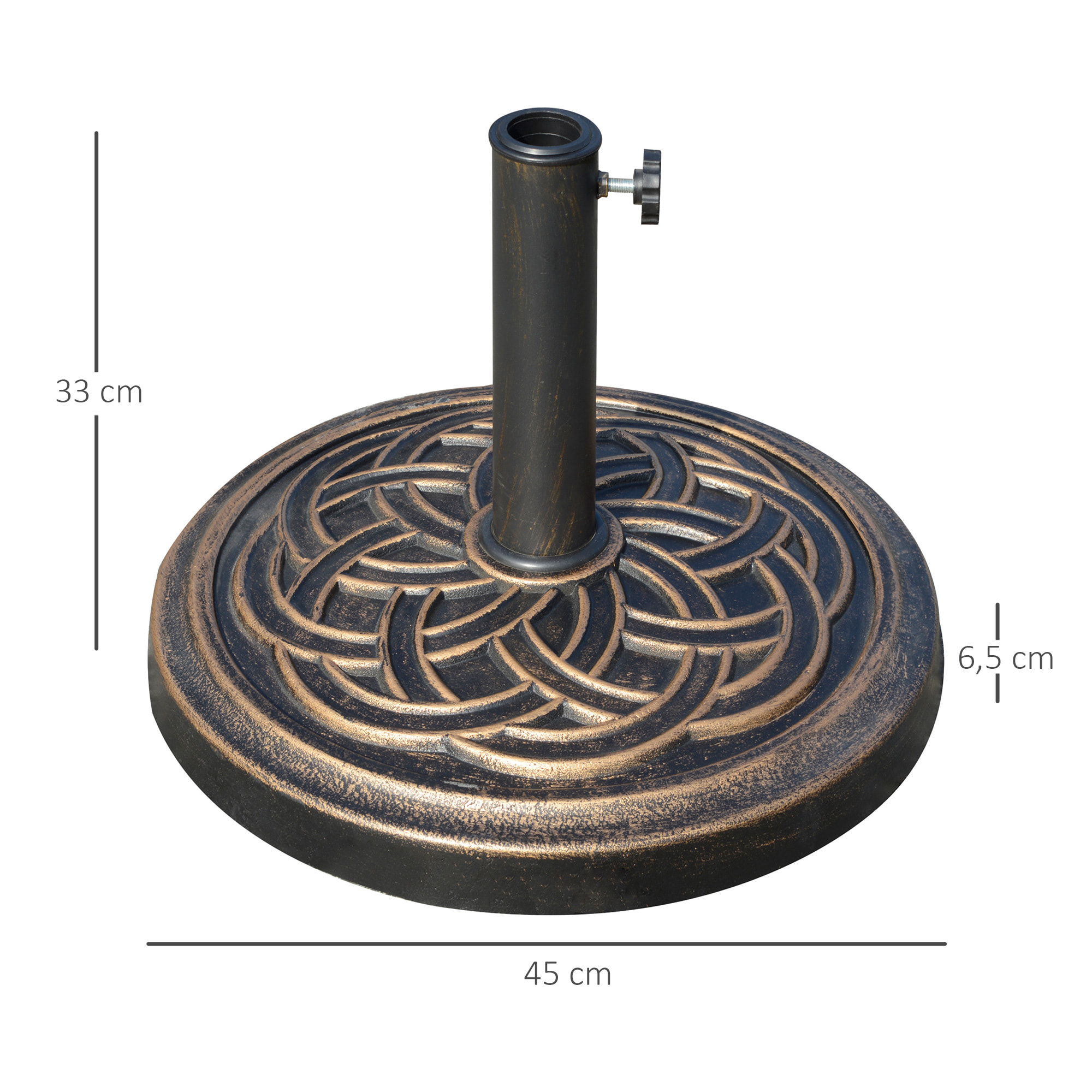 Base de Sombrilla Jardín Peso Neto 12 kg Apto para Postes 38/48mm Resina y Acero