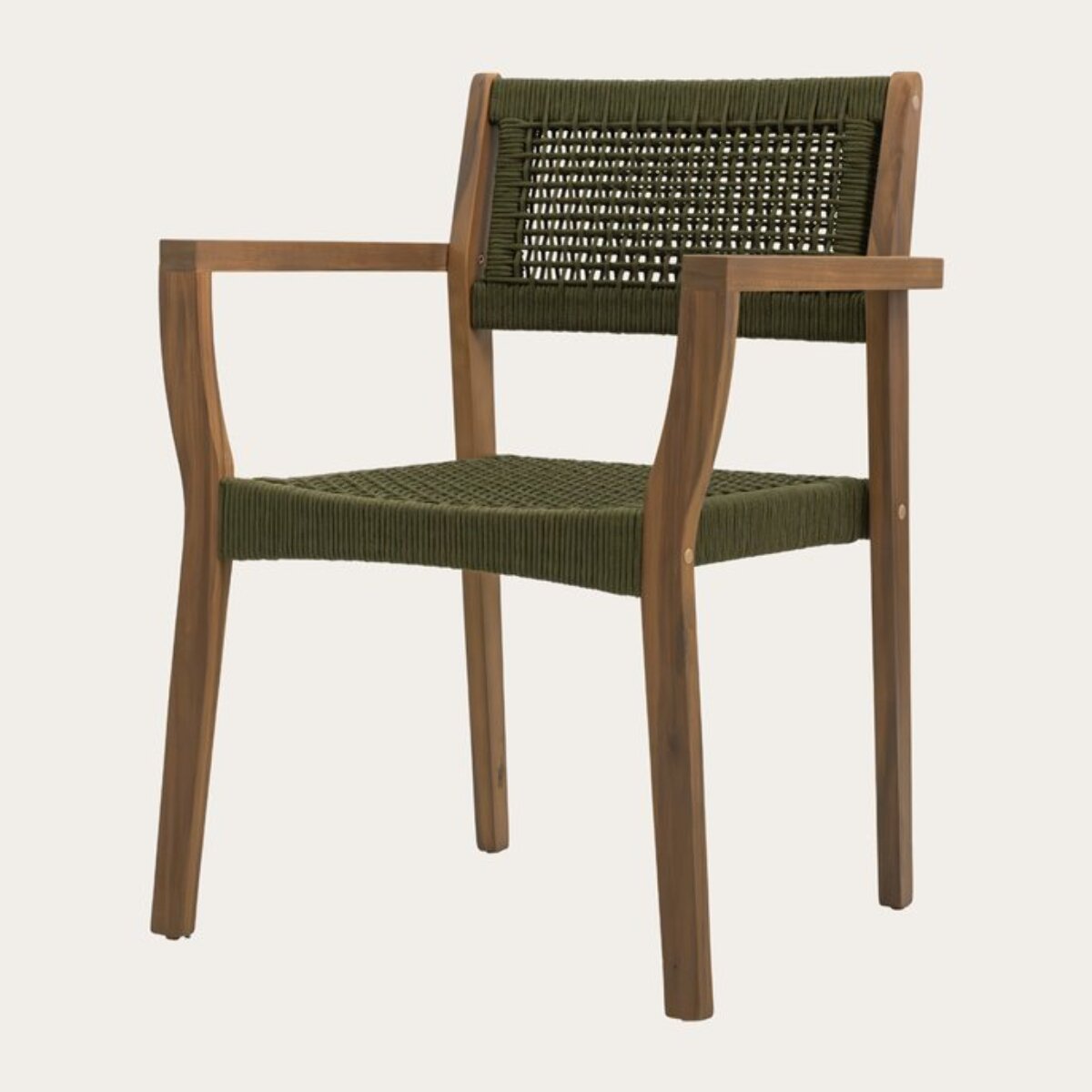 Pack de 4 chaises -bois massif d'acacia et corde-couleur vert 58 x 83 x 60 cm