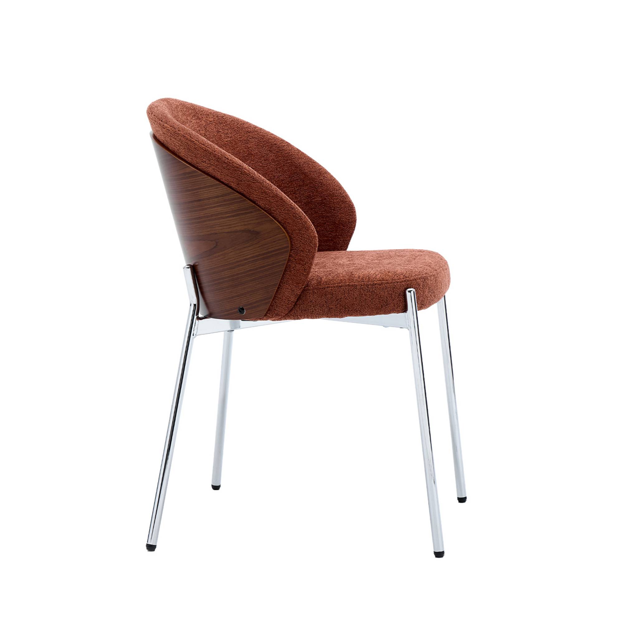Chaise bois de peuplier teinté noyer, acier et tissu texturé (lot de 2) PAUL