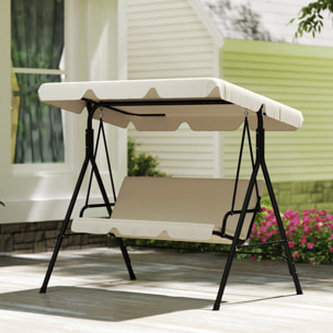 Columpio de Jardín Exterior de 3 Plazas, Balancín de Jardín Exterior con Techo Ajustable, Cojín y Marco de Acero, para Balcón, Terraza, Patio, Carga 240 kg, 172x118x153 cm, Beige