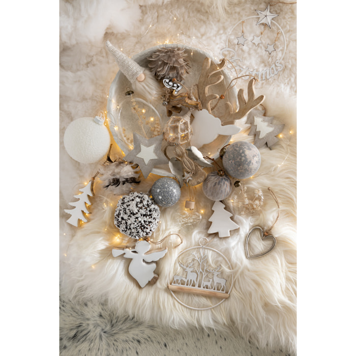 J-Line boules de Noël Nid - verre - blanc/beige - 2 pcs
