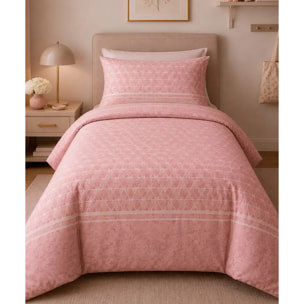 Parure Copripiumino Geo Rosa in Cotone 100% Made in Italy, Stampa Digitale HD