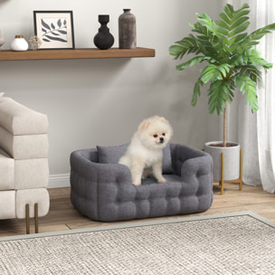 Cama para Perros Pequeños Cama para Mascotas con 2 Almohadas Colchón para Perros con Base Antideslizante Funda Extraíble y Lavable 70x50x30 cm Gris