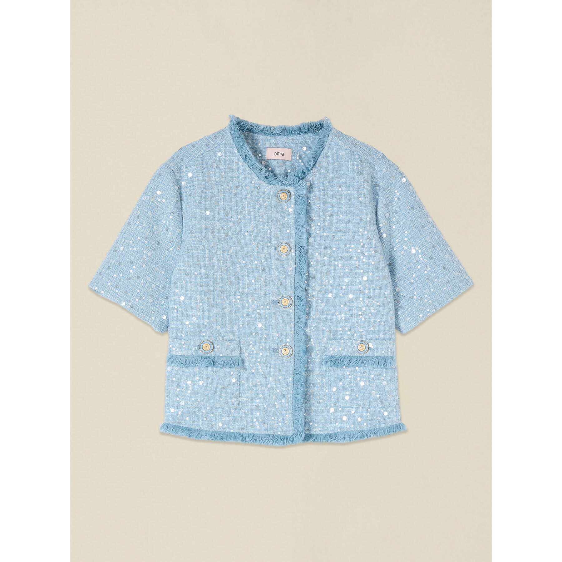 Oltre - Giacca corta con paillettes - Azzurro
