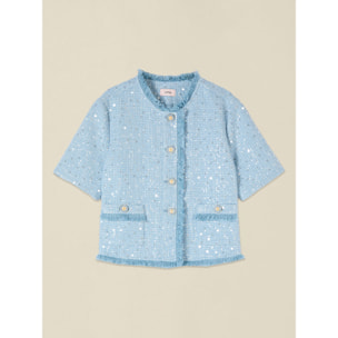Oltre - Giacca corta con paillettes - Azzurro