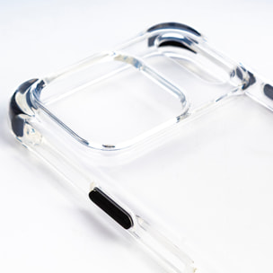 Carcasa transparente con relieve protector para cámara, esquinas reforzadas negras, antichoque y antihuellas Magsafe para iPhone 17 Pro.