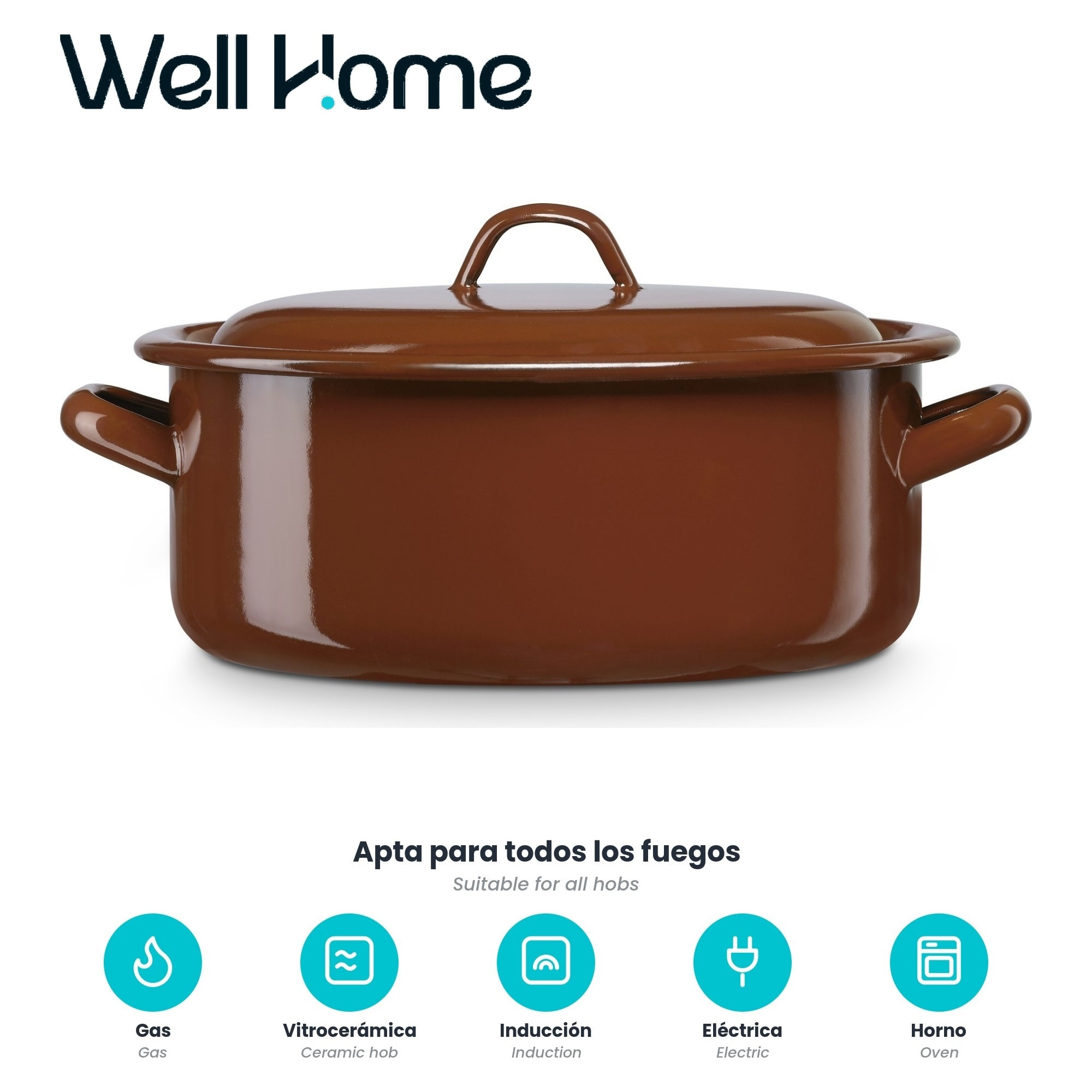 Cacerola teja de acero esmaltado ideal para guisos y cocina tradicional