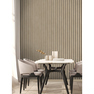 Papier peint lambris acoustique chêne naturel noir