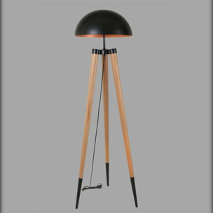 Lámpara de pie con hornbeam body, roble negro, colección Tanganica, 48x48x165, casquillo E 27 Max 60 W