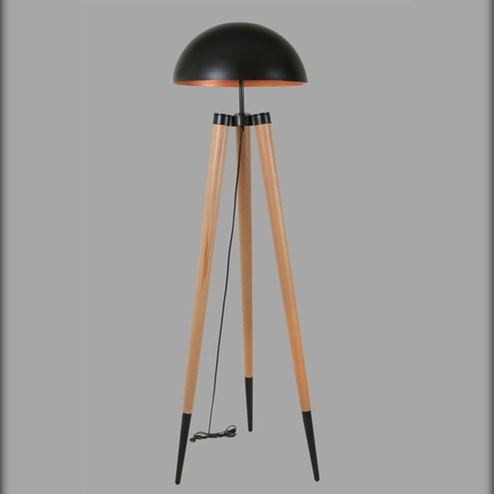 Lámpara de pie con hornbeam body, roble negro, colección Tanganica, 48x48x165, casquillo E 27 Max 60 W