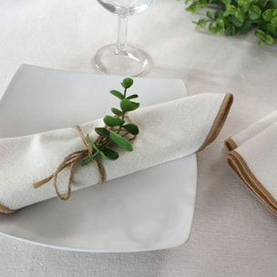 Serviette de table unie et bourdonnée - Ecru