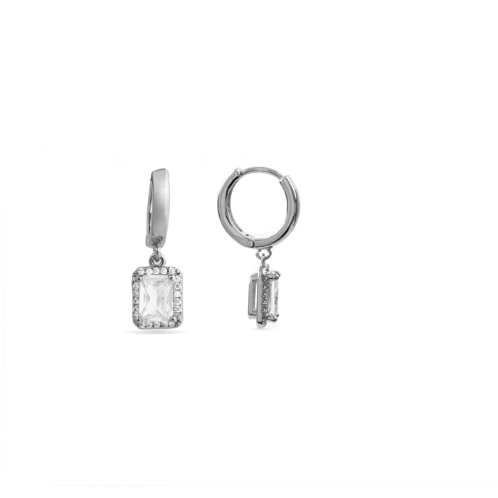 Pendientes de Circonita Brillante acabados en rodio
