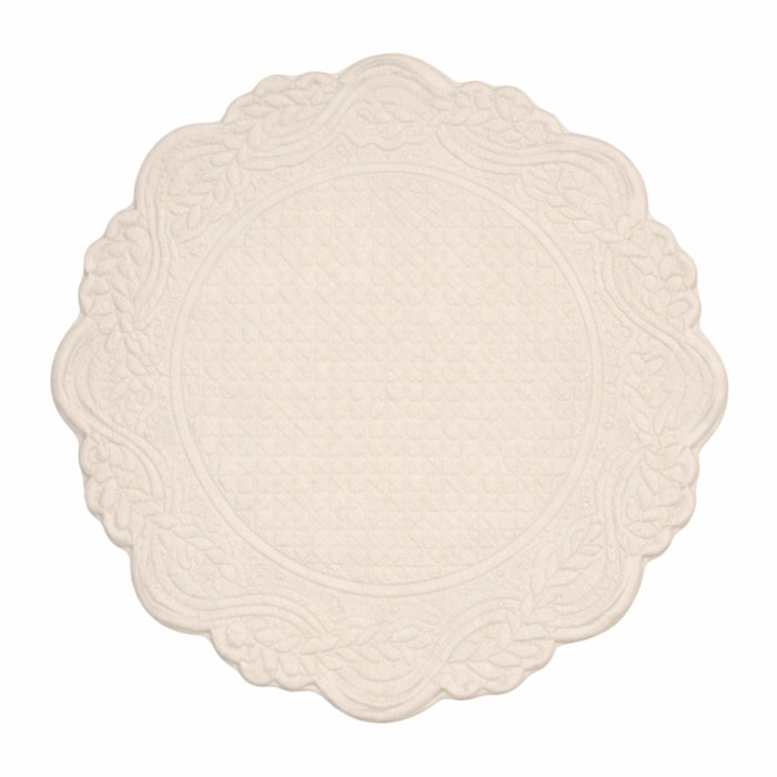 Set de table rond lavable matelassé coton - Blanc