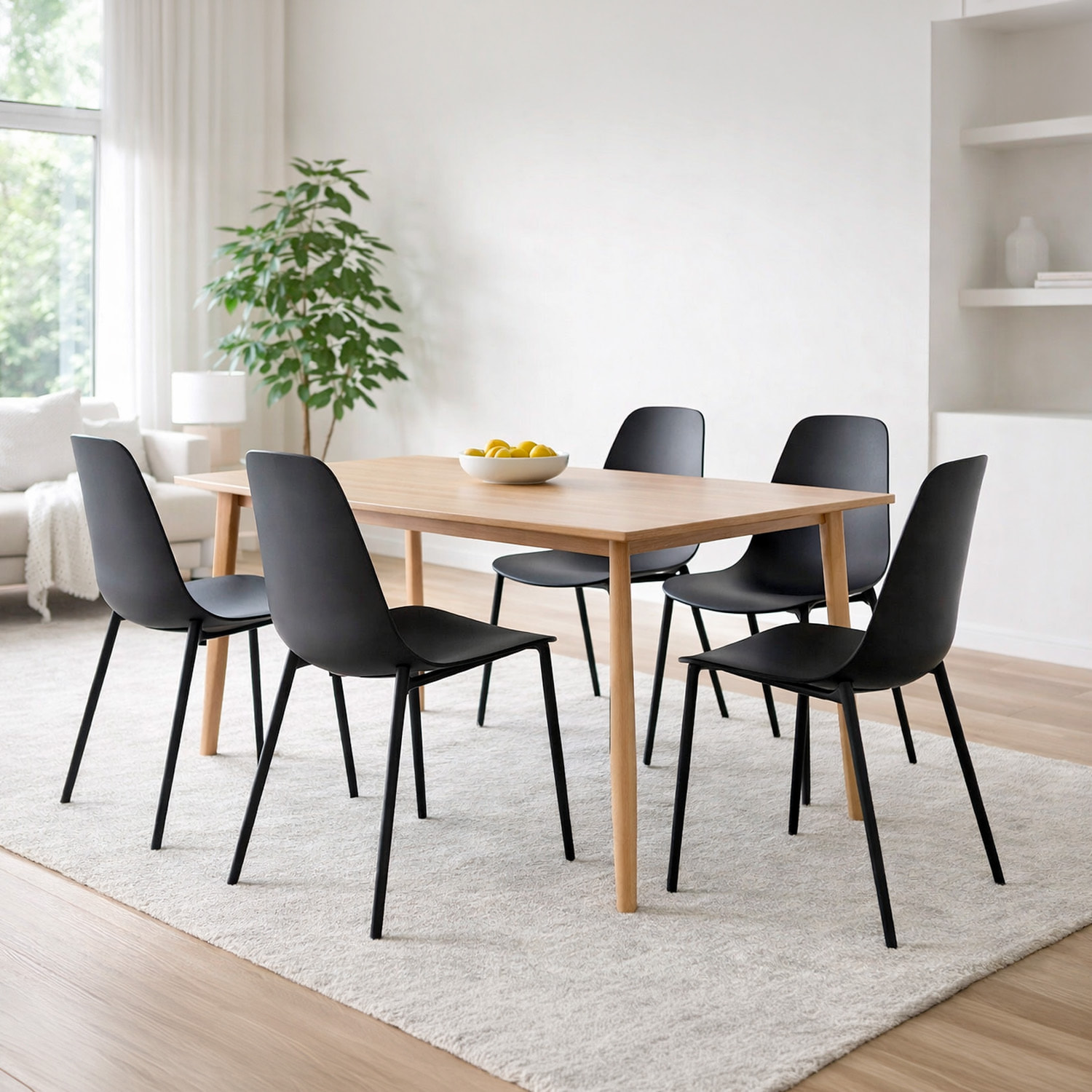 Set 4 Sedie Moderne Con Schienale Ergonomico In Polipropilene E Gambe In Metallo Cucina Sala Da Pranzo Soggiorno Ufficio 87 x 53 x 49 Cm Nero