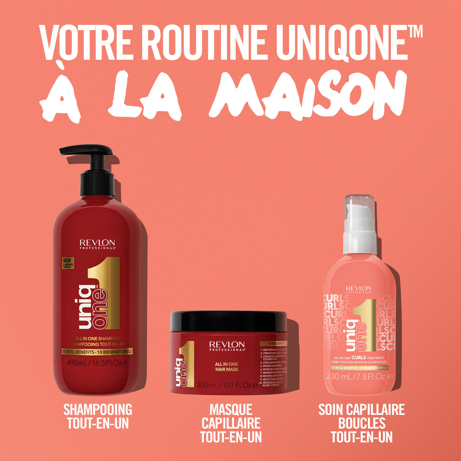 UniqOne™ - Soin Tout-En-Un Sans Rinçage - Cheveux Bouclés, Ondulés et Crépus 230 ml
