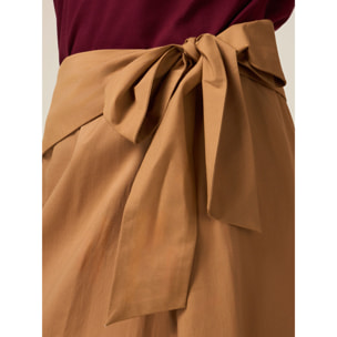 Oltre - Falda midi de popelina con fajín - Beige