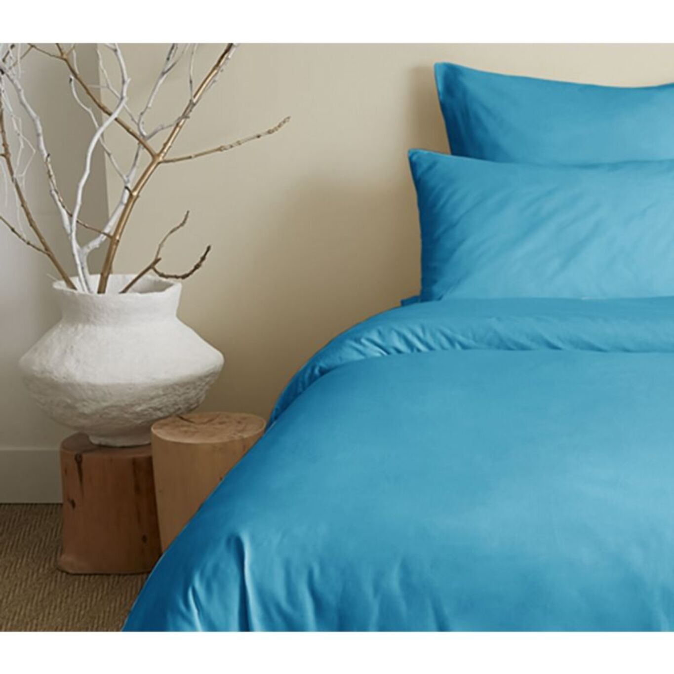 Pack complet 6 pièces unicolore Turquoise housse de couette pour lit 140 x 190 cm