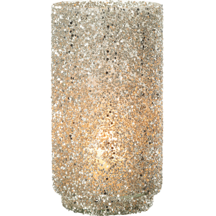 J-Line photophore Paillettes - verre - argent - large
