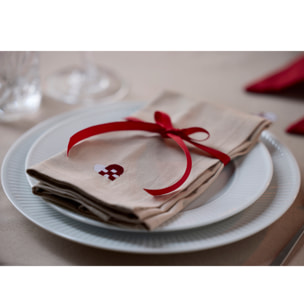Serviettes en tissu Coeurs de Noël brodés 4 pièces