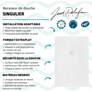Receveur de douche antidérapant 160 x 90 Singulier neoroc rectangle blanc