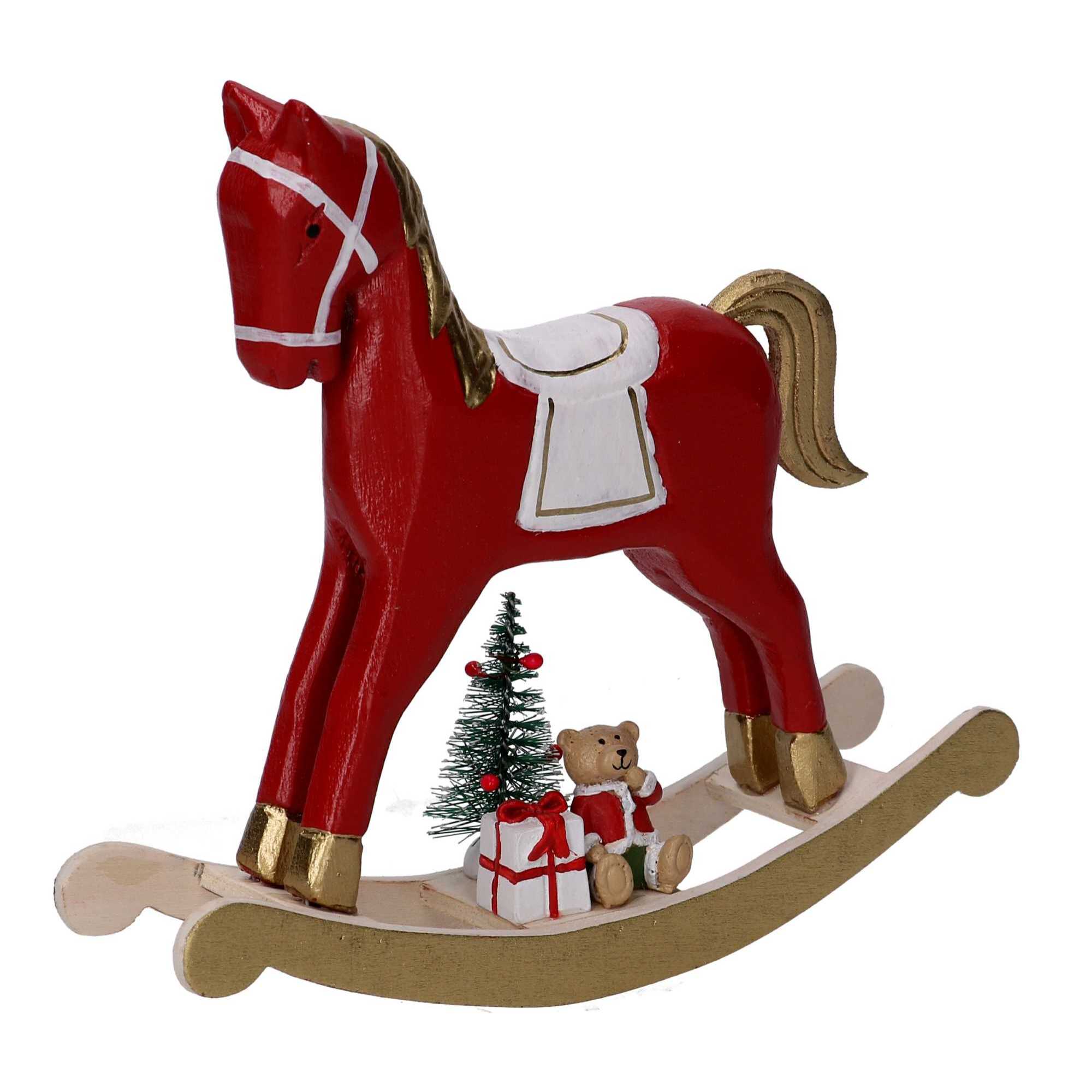 Cavallo a dondolo in legno oro e rosso cm22,5x6h22