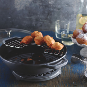 30 cm, Wok avec couvercle en verre, Gris graphite