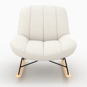 Rocking chair en tissu bouclette blanc cassé - Alvin