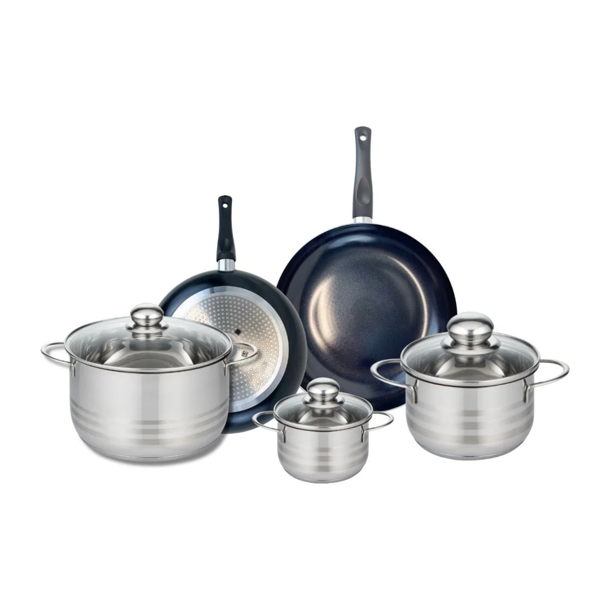 Ensemble de 2 Poêles de cuisson 20 et 24 cm et 3 faitouts 12, 16 et 20 cm Elo Prima Brillant