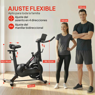 Bicicleta Estática en Casa con Resistencia Magnética Regulable, Bici Estática Silenciosa con Pantalla LCD, Volante, Asiento y Manillar Ajustables, Ruedas y Soporte para Tablet, Carga 120 kg