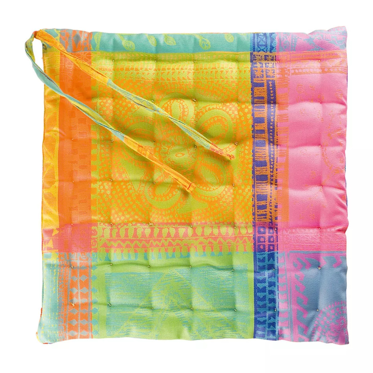 Galette de chaise pur coton enduit motif jacquard Mille wax creole