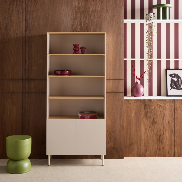 Etagère, bibliothèque métal et décor bois 6 niveaux ASHTON