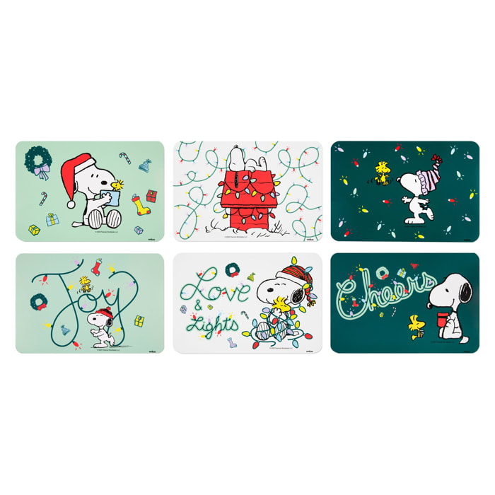Set 6 tovagliette rettangolari Excelsa – Peanuts Shiny And Bright, Polipropilene multicolore