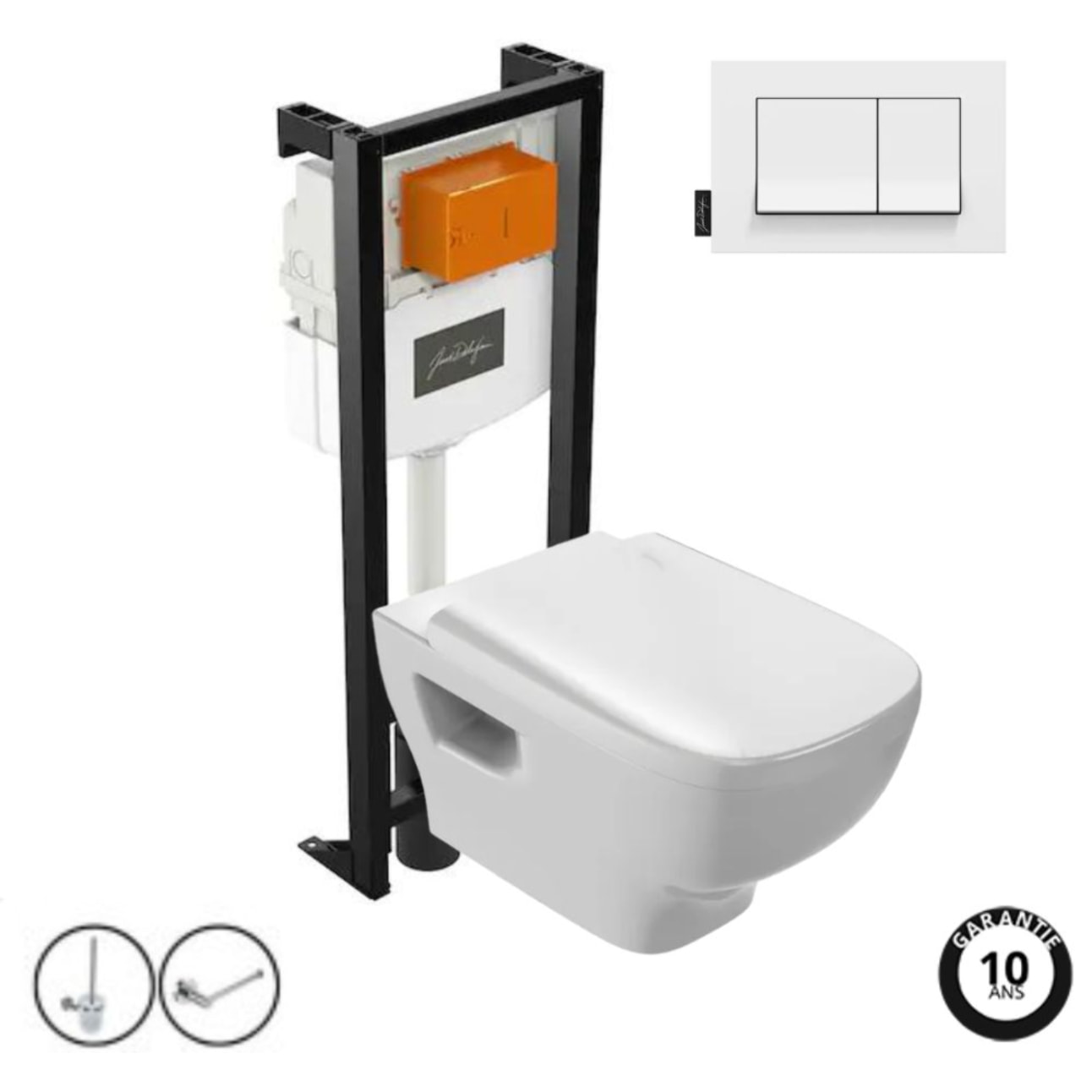 Pack WC suspendu sans bride Struktura+ bâti-support + plaque Blanc brillant + accessoires