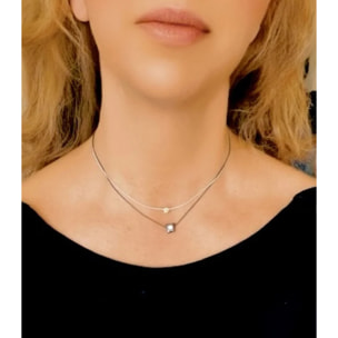 Pareja de collares White-Black con cristal de Sw en plata 925 10µ