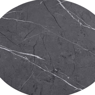 Tavolo bar tondo 70x70x104 cm con top effetto marmo e base nera - Rowan