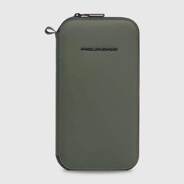 Piquadro Porta passaporto con zip, porta carte di credito e protezione RFID