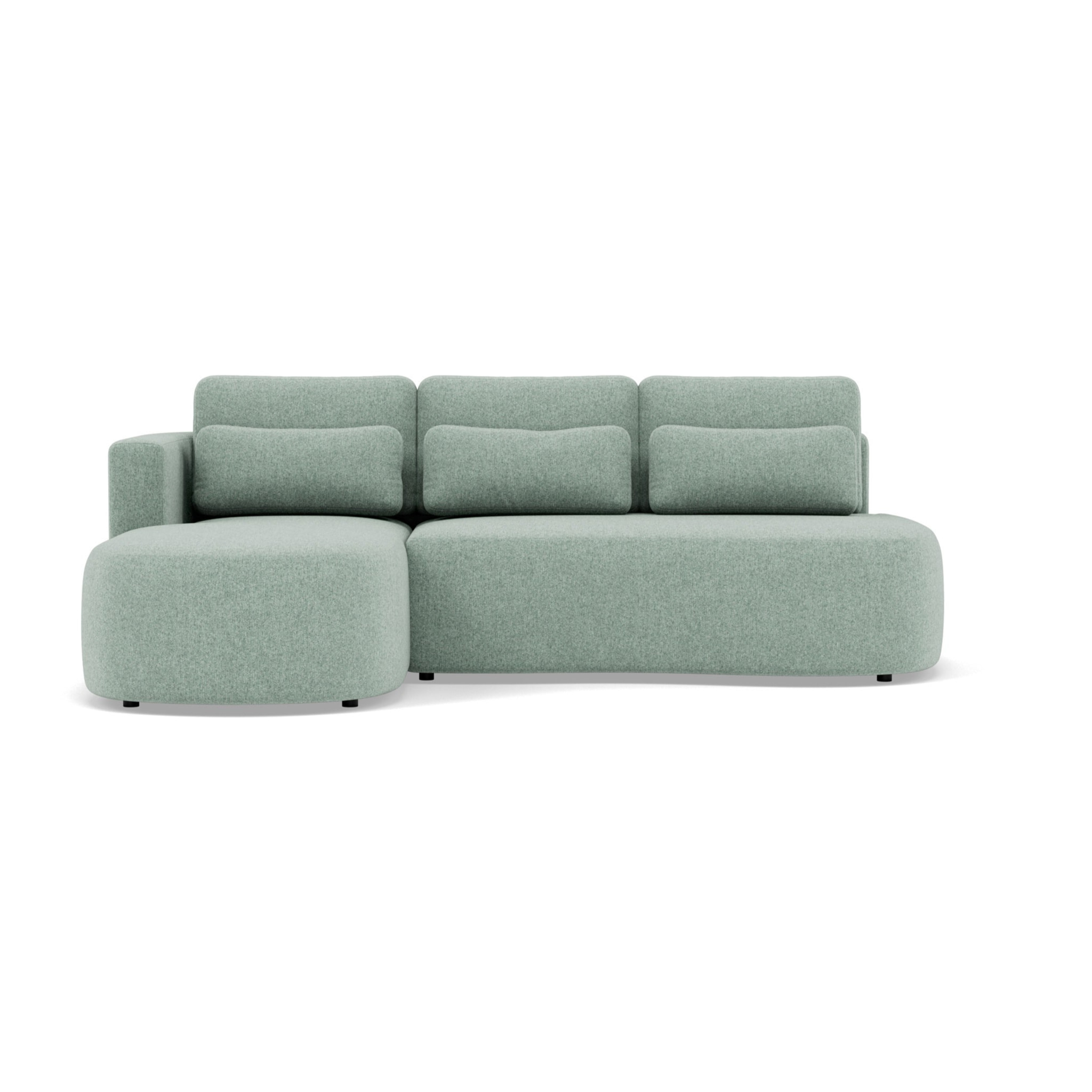 Mahina - canapé d'angle gauche 4 places convertible avec coffre en tissu texturé - Bleu
